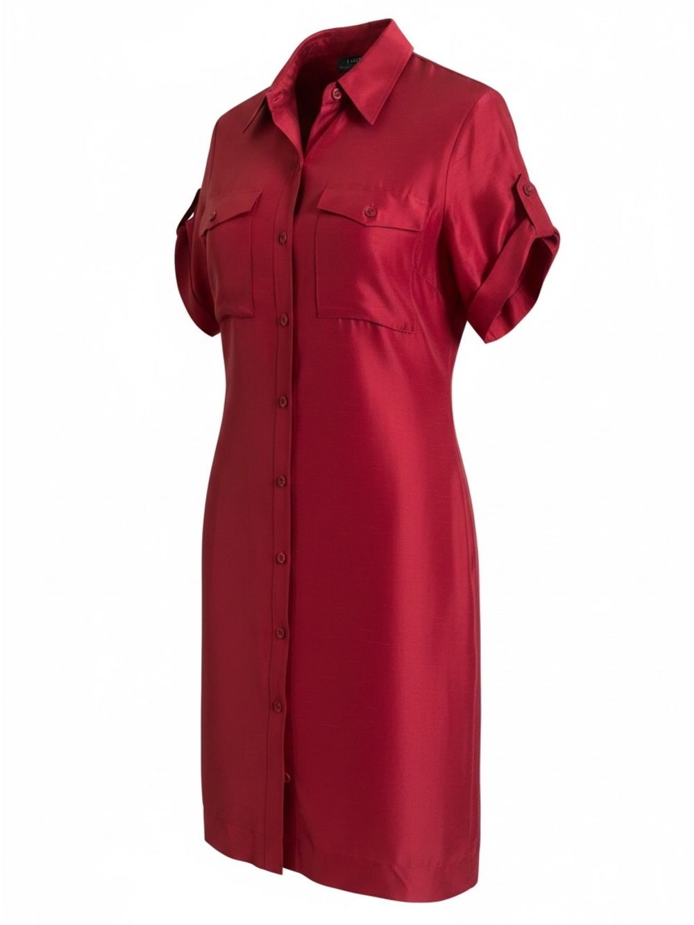 Ralph Lauren Bright Red Silk Shirt Midi Dress - Picture 4 of 4